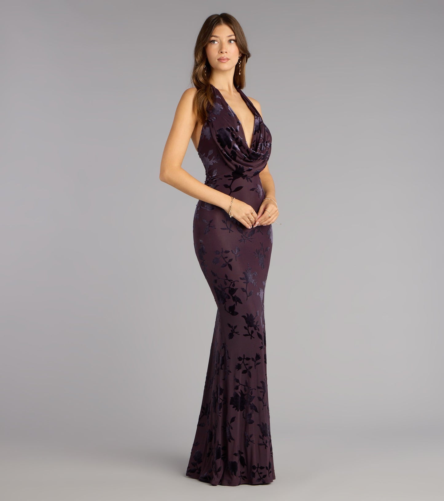 Cowl Curve Elegant Mermaid Dress