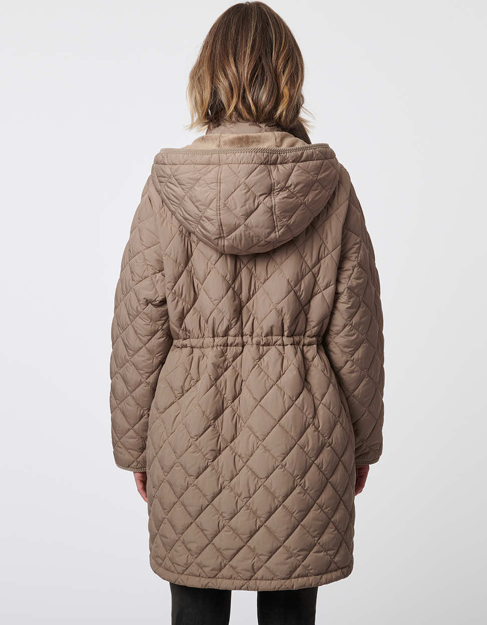 Dusty Taupe Day‑to‑Night Quilted Puffer