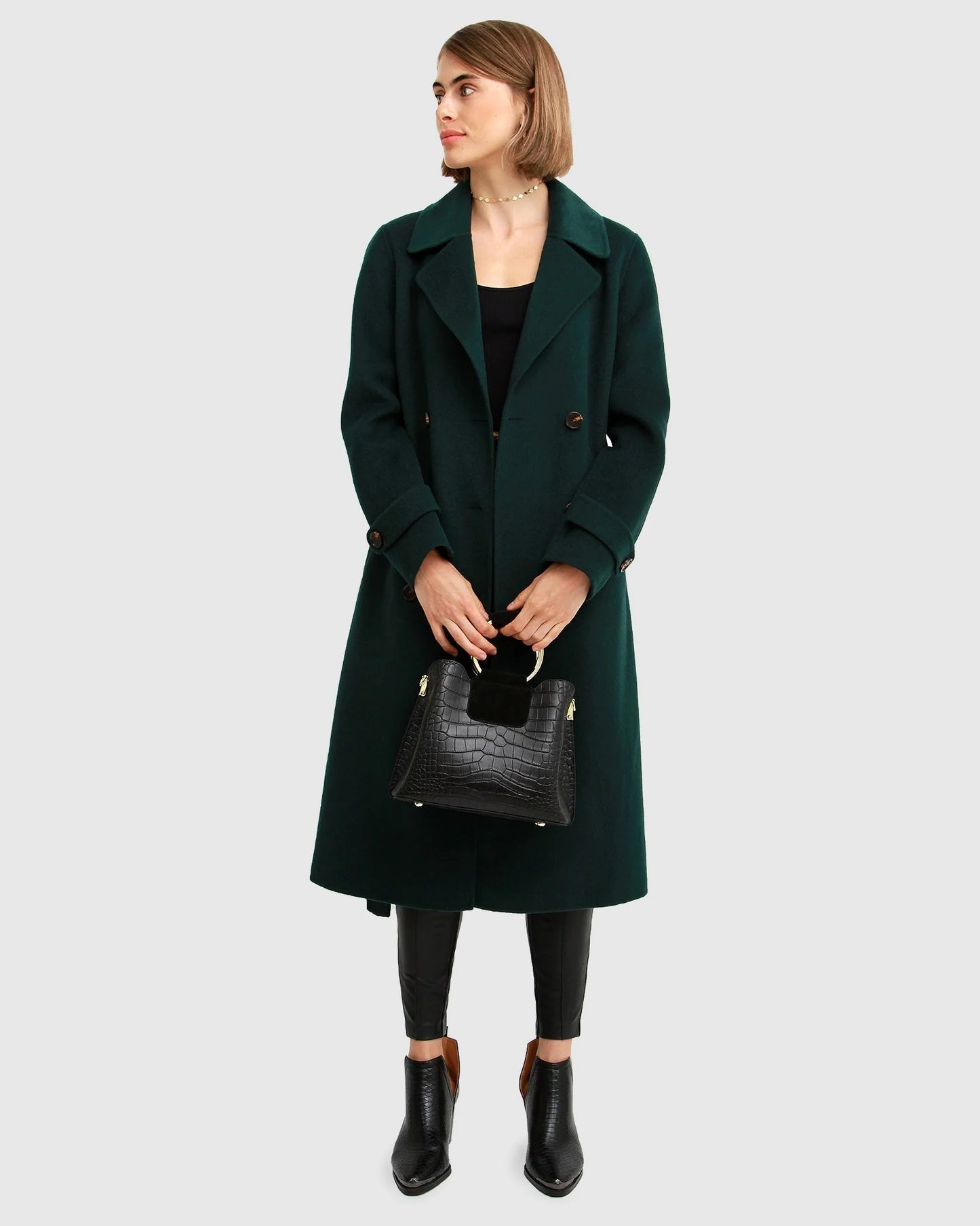 Front Runner Wool Blend Belted Coat - Dark Green