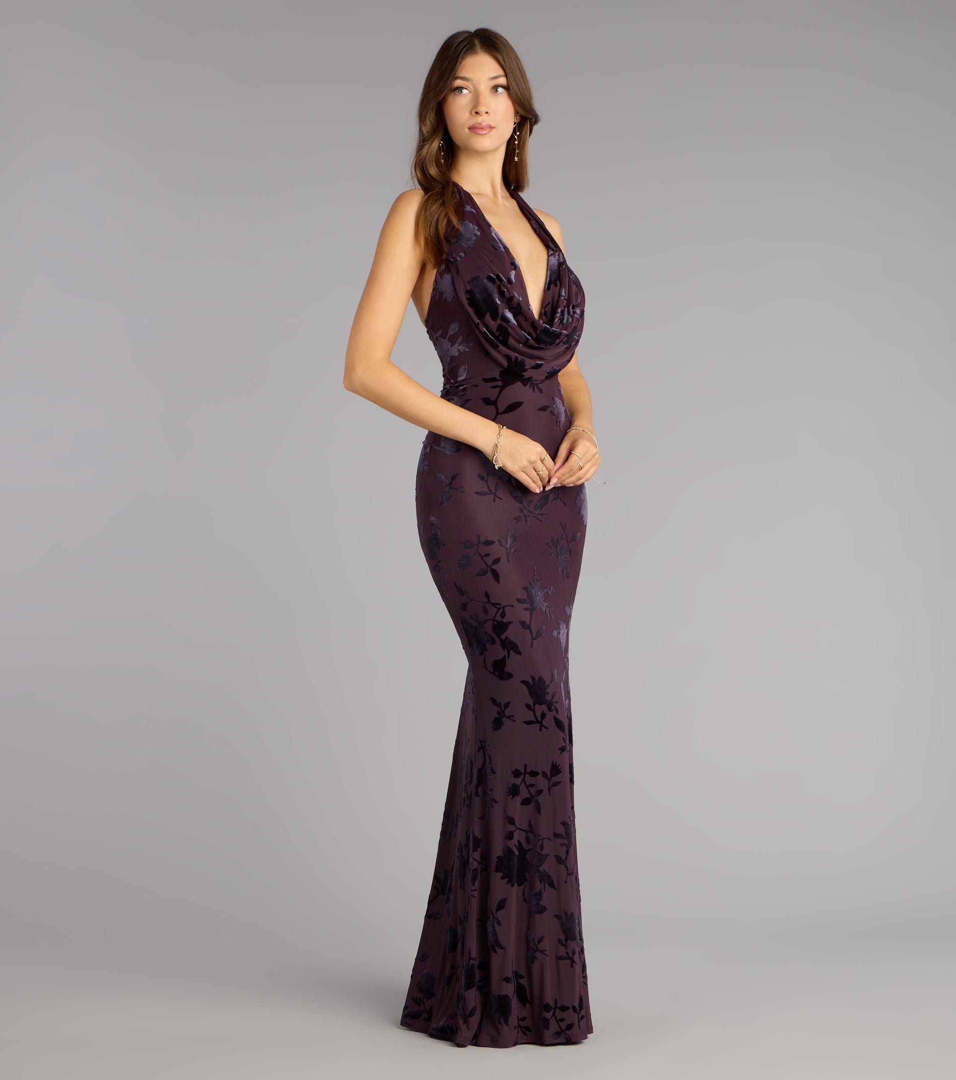 Cowl Curve Elegant Mermaid Dress