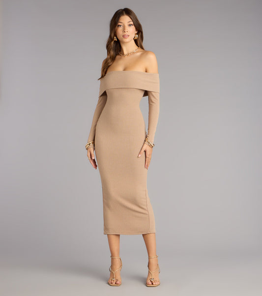 Off‑Duty Glam Rib Midi Dress