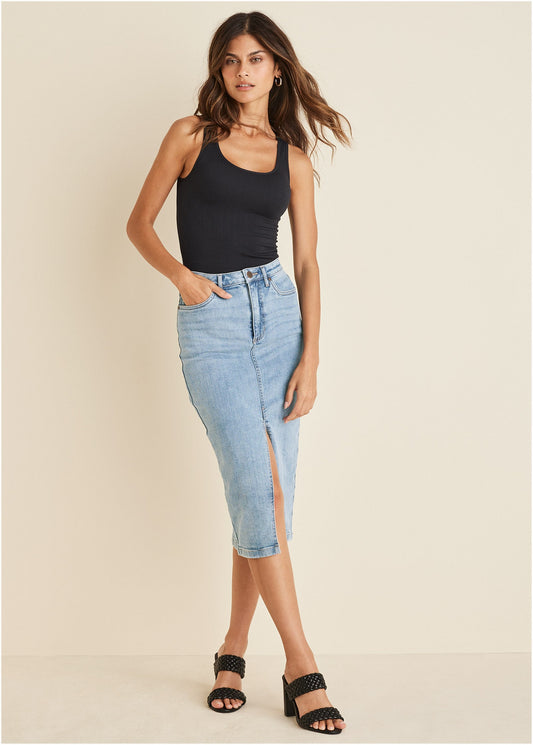 Breezy Denim Midi Skirt - NEW