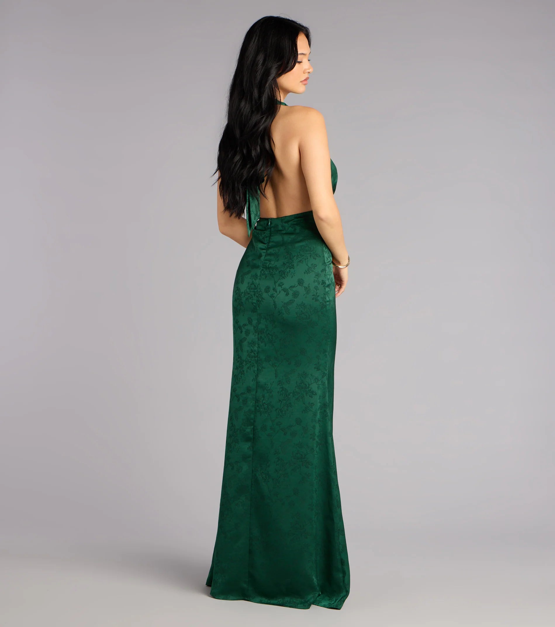 Adelle Satin Halter A-Line Formal Dress