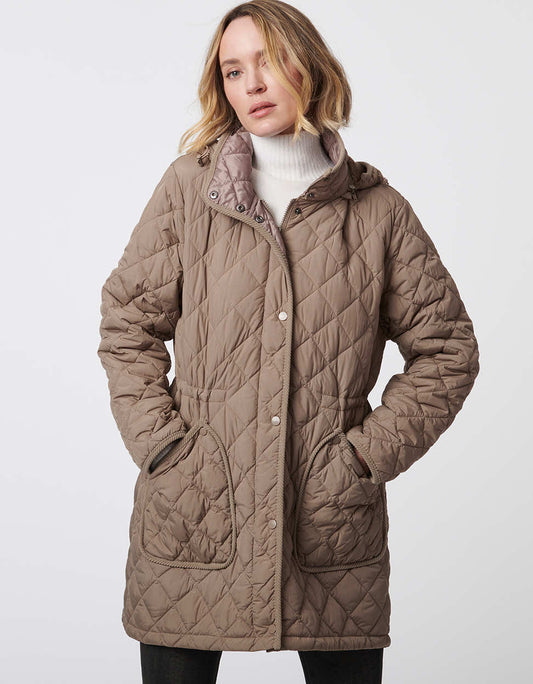Dusty Taupe Day‑to‑Night Quilted Puffer