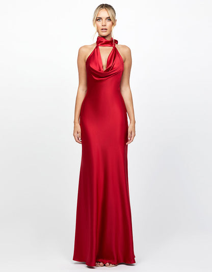 Ruby Drape Halter Gown