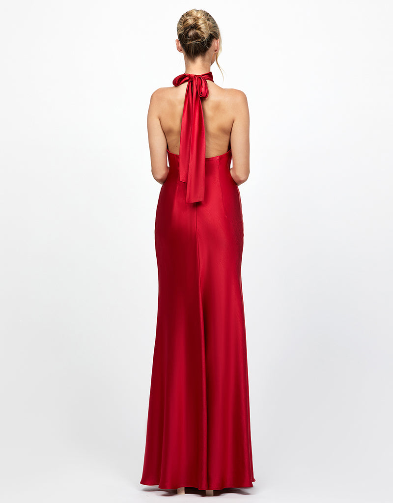 Ruby Drape Halter Gown