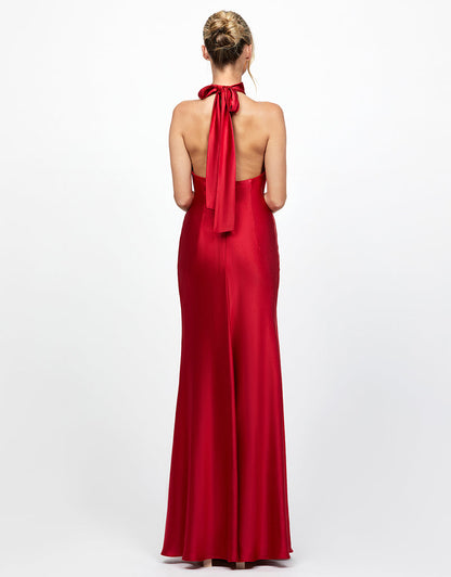 Ruby Drape Halter Gown