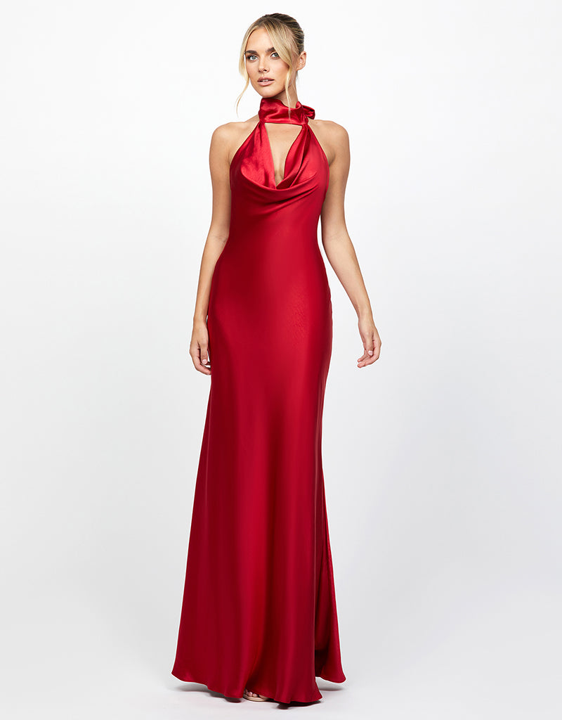 Ruby Drape Halter Gown