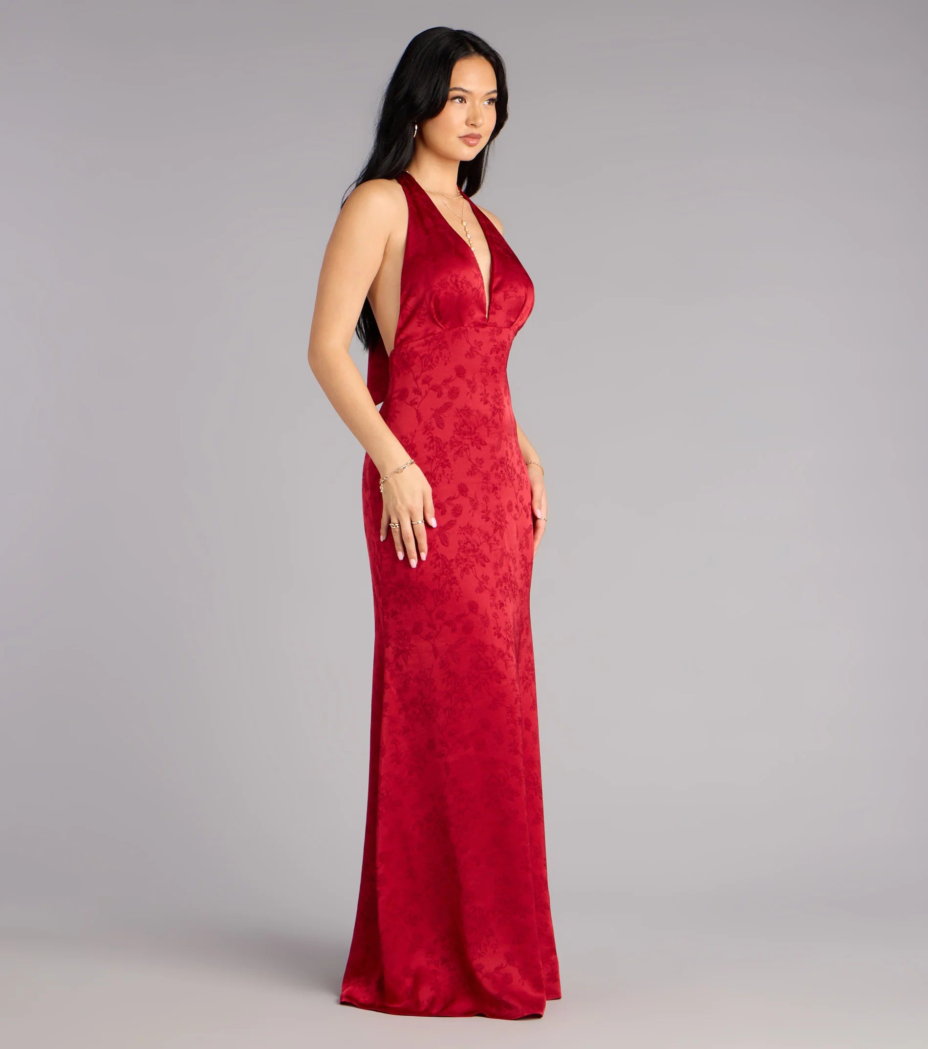 Adelle Satin Halter A-Line Formal Dress